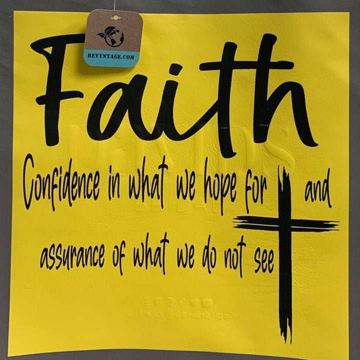 New Upcycled Hand Printed God Faith in What We Hope Bible Quote Shopper Tote Bag