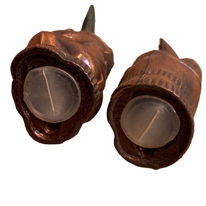 Vintage Copper Made in Japan Native American Man &amp; Woman Salt Pepper Shaker Set