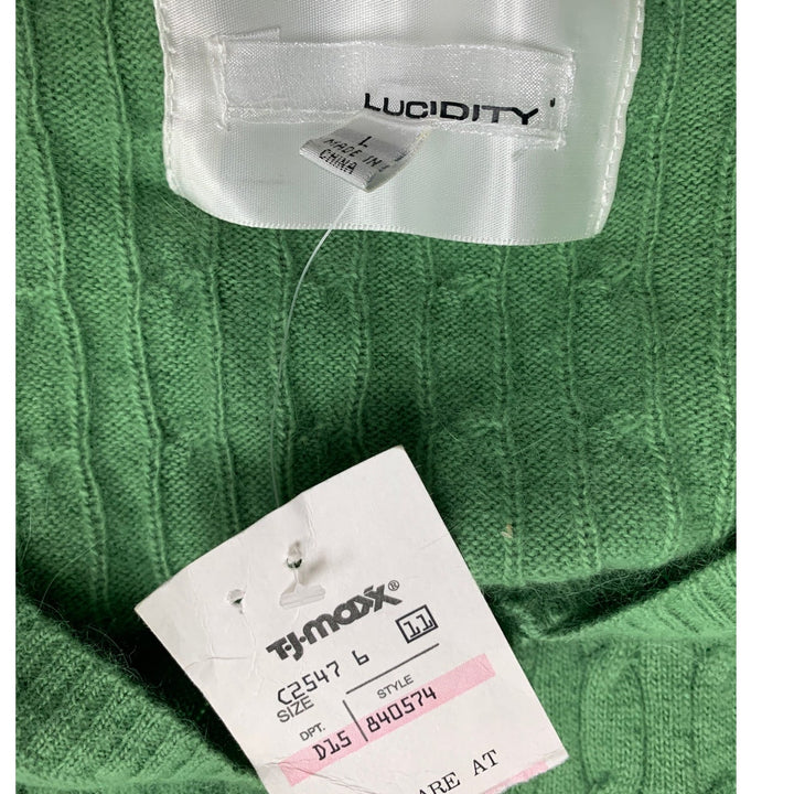 NWT New Lucidity Womens Large Rabbit Hair Blend Long Sleeve Deep V Knit Sweater