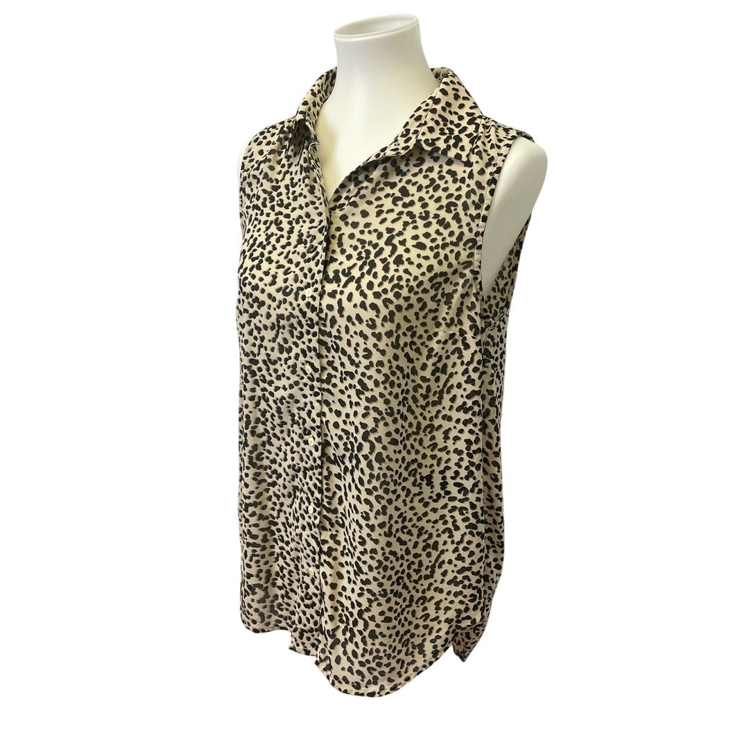 2 Merona Medium H&amp;M Sleeveless Polyester Blend Polka Dot Button Up Tank Tops