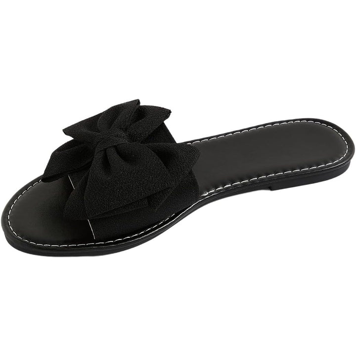 New GorgGlitter Womens Size 11 Black Slip On Slide Sandal Open Toe Bow Shoes