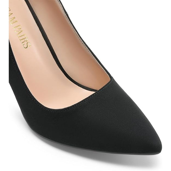 Dream Pairs Womens Size 7 Black Faux Suede 4" Heel Slide On Basic Pumps Shoes