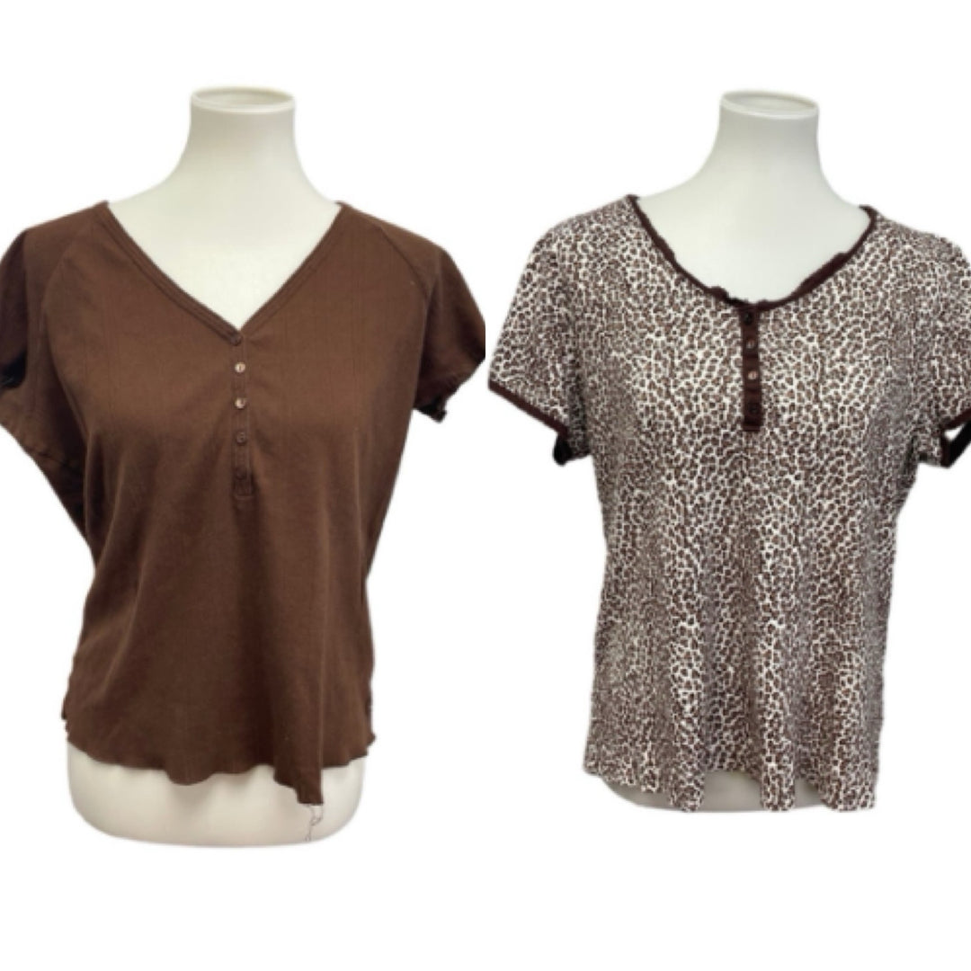 Lot of 2 Maurices Charter Club Womens XXL Short Sleeve 100% Cotton Tops Blouses