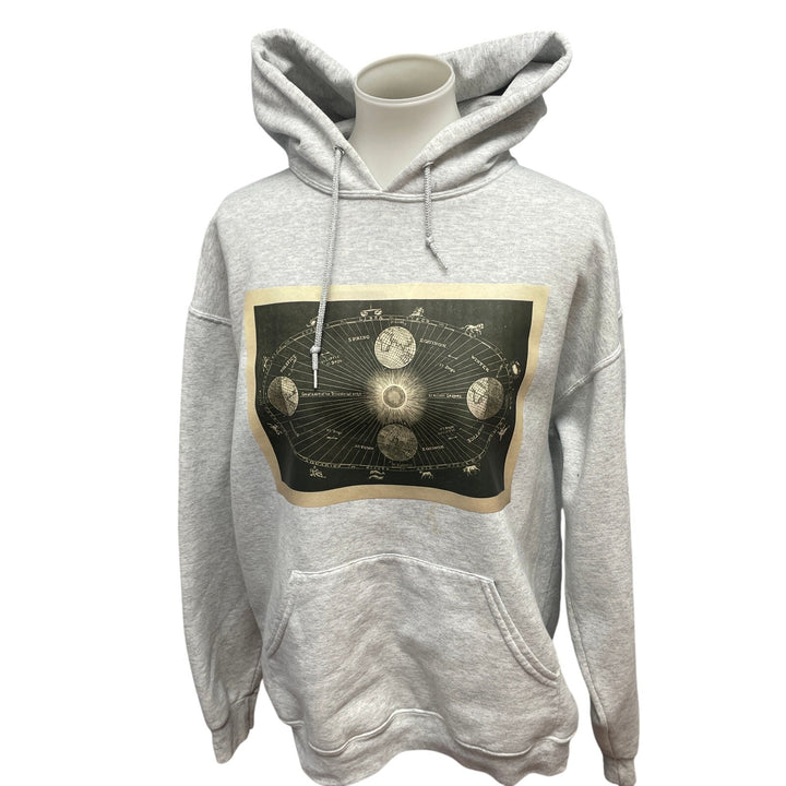Hand Printed Upcycled Large Vintage Book Page Astrology Chart Sweatshirt Hoodie