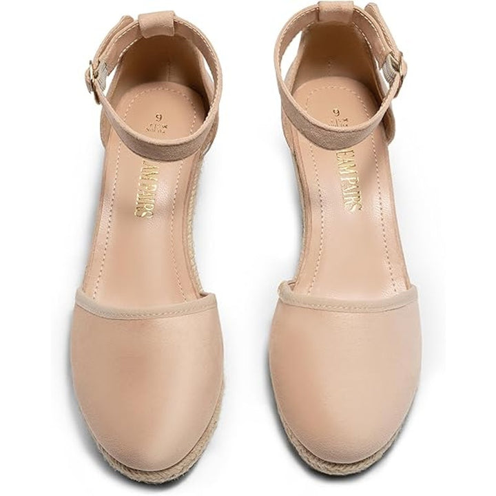 Dream Pairs Womens Size 9 Tan Faux Suede Closed Toe Espadrille Ankle Strap Shoes