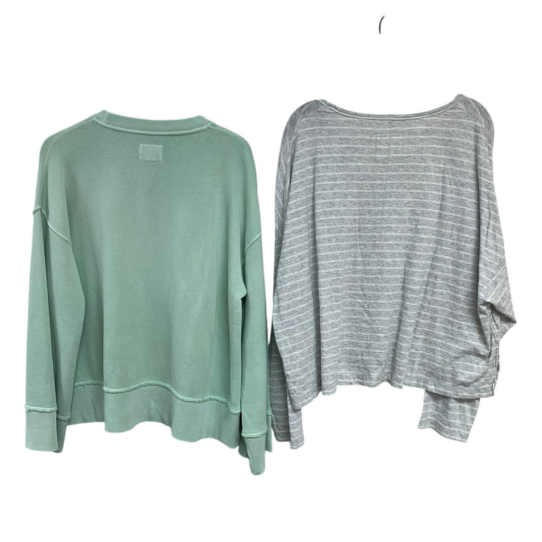 2 New American Eagle Womens Medium Striped Long Sleeve Lightweight Sweatshirts