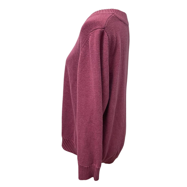 Sonoma Womens 1X Long Sleeve V-Neck Pullover Mauve Cotton Blend Knit Sweater
