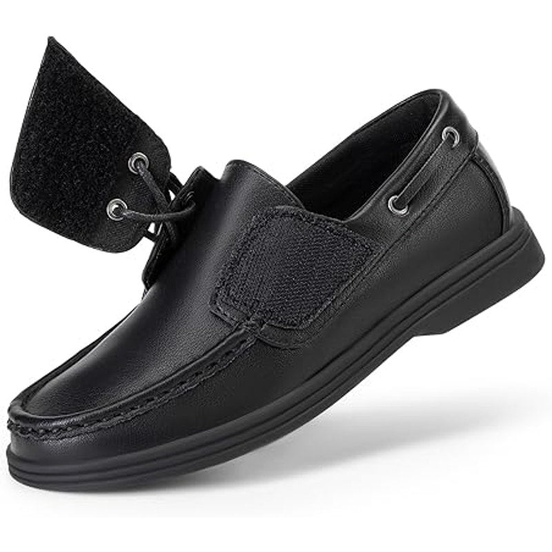 New Dream Pairs Little Boys Size 11 Black Faux Leather Slip On Dressy Boat Shoes