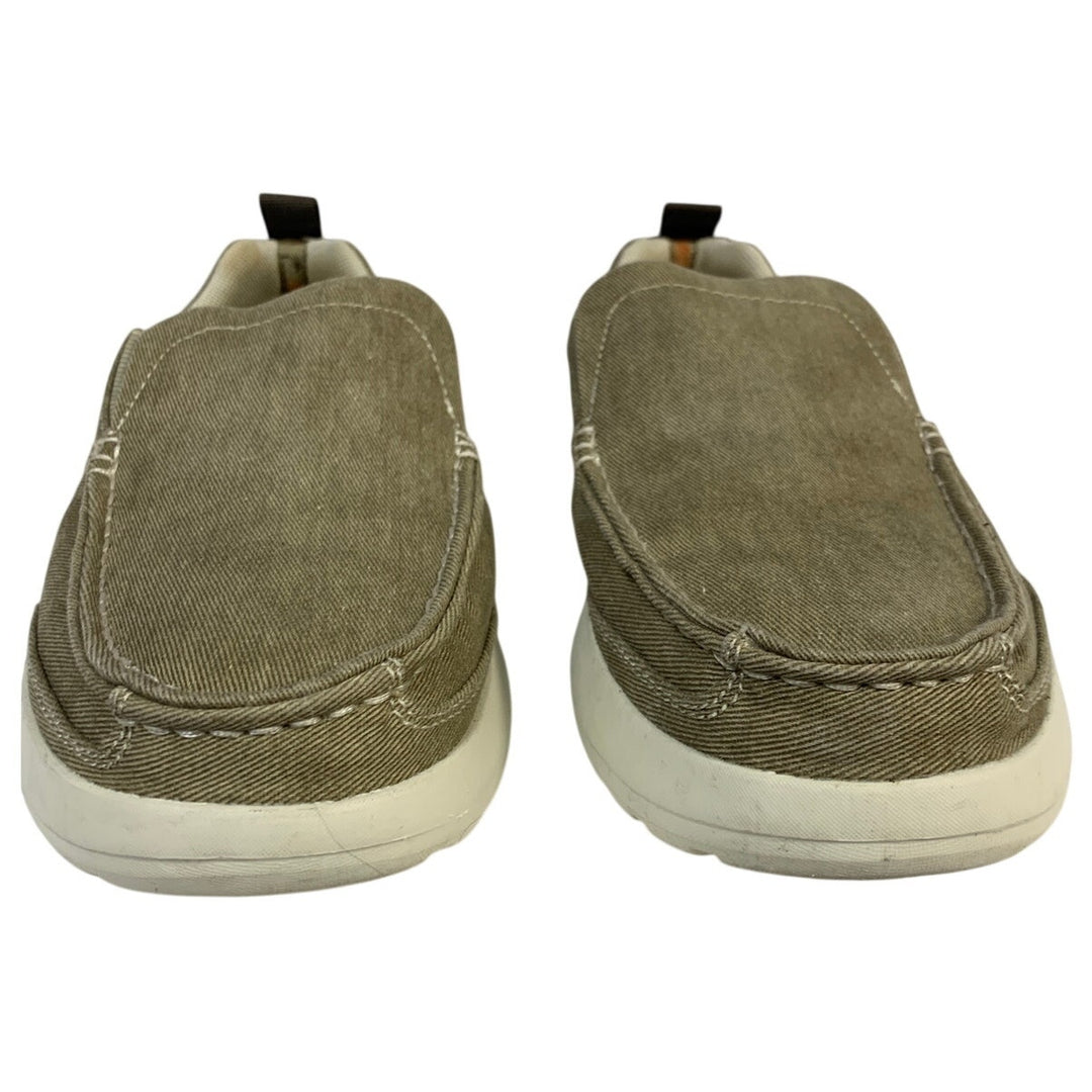 Margaritaville Mens Size 9 Beige Canvas Slip On Round Toe Low Top Boat Shoes