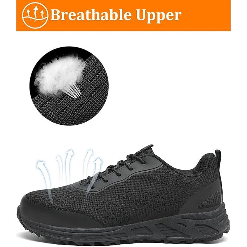 VikoViren Mens Size 10.5 Black Lace Up Steel Toe Lace Up Non Slip Safety Shoes