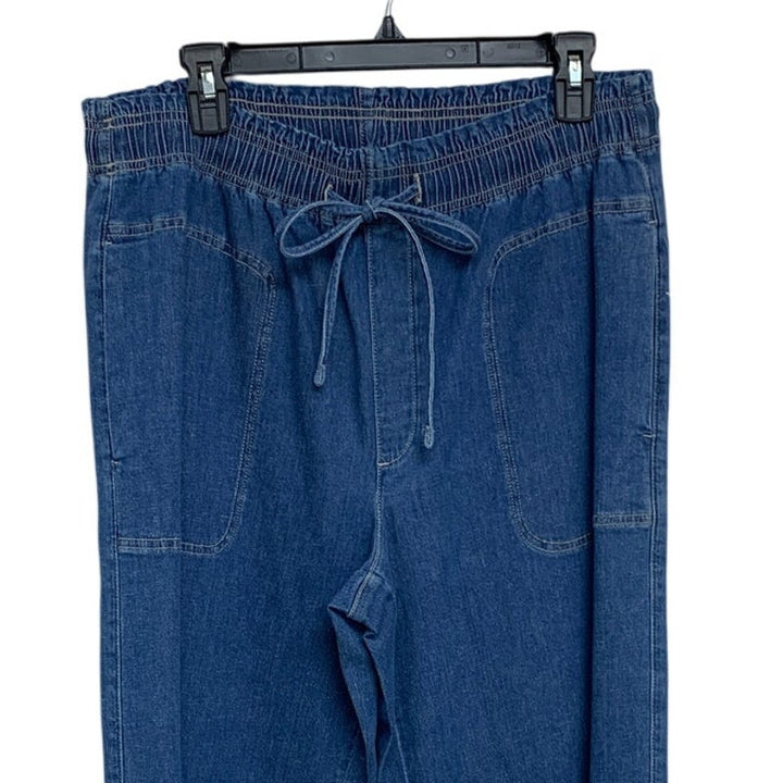 New American Eagle Womens Medium Stretch Drawstring Waist Blue Denim Pants