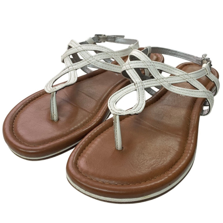 Kelly &amp; Katie Womens Size 8.5 White Sandals T Strap Open Round Toe Shoes