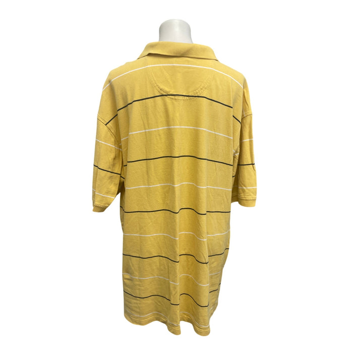 IZOD Mens 3XLT 100% Cotton Yellow B/W Striped Short Sleeve Collared Polo Shirt