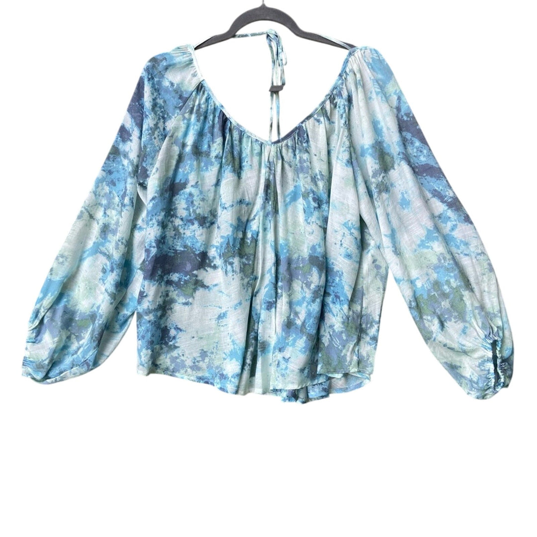 NWT New Zac &amp; Rachel Womens Small V Neck Peasant Tie Long Sleeve Sheer Blouse