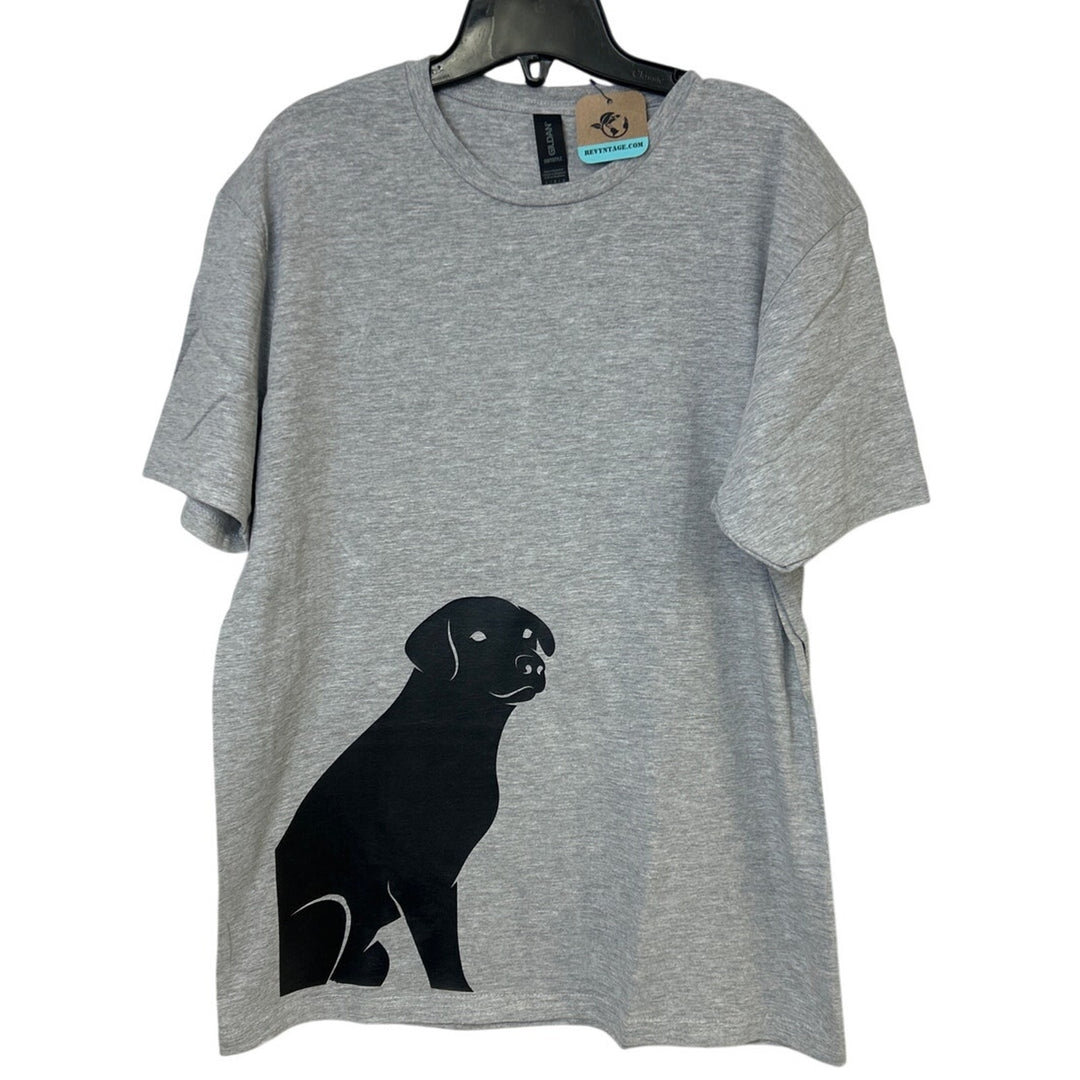 New Hand Printed Mens XL Gray Heathered Black Lab Dog Short Sleeve Tee Shirt