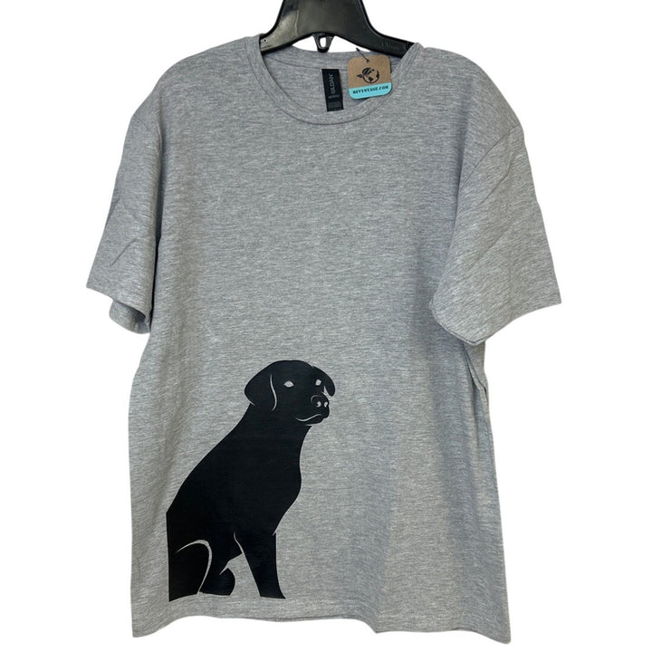 New Hand Printed Mens XL Gray Heathered Black Lab Dog Short Sleeve Tee Shirt