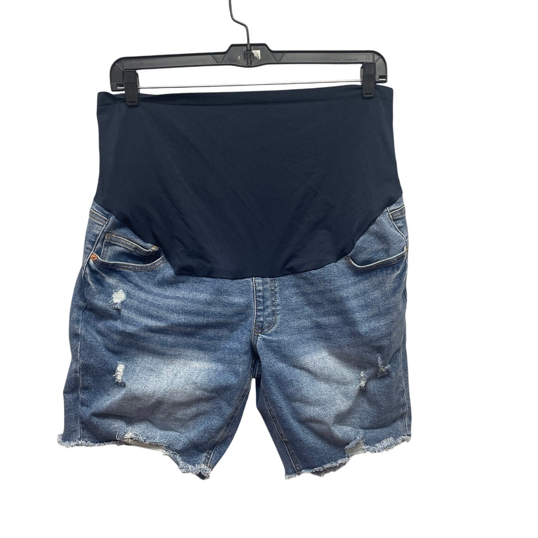 Time and Tru Maternity XL Stretchy Belly Panel Cutoff Denim Blue Jean Shorts