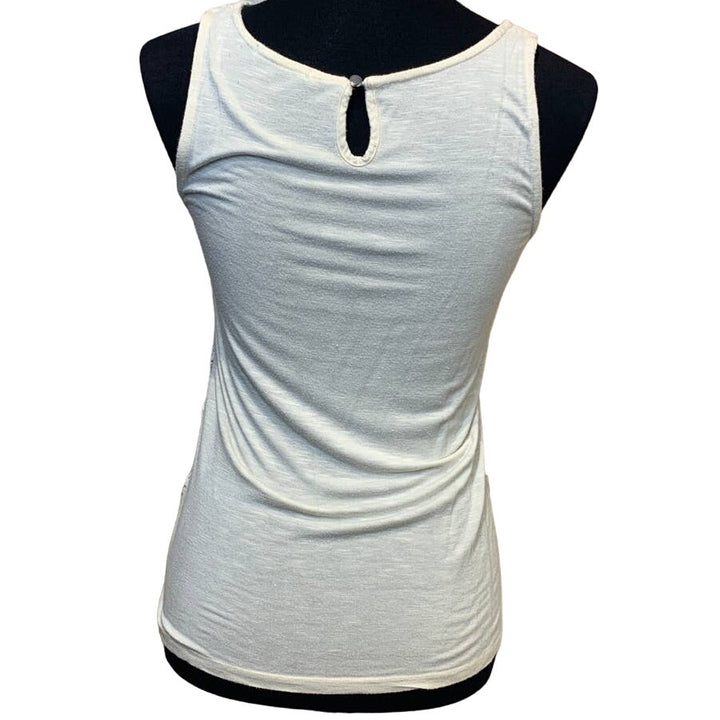Maurices Medium Metallic Crochet Lined Sleeveless Tank Top Cotton Blend Shell