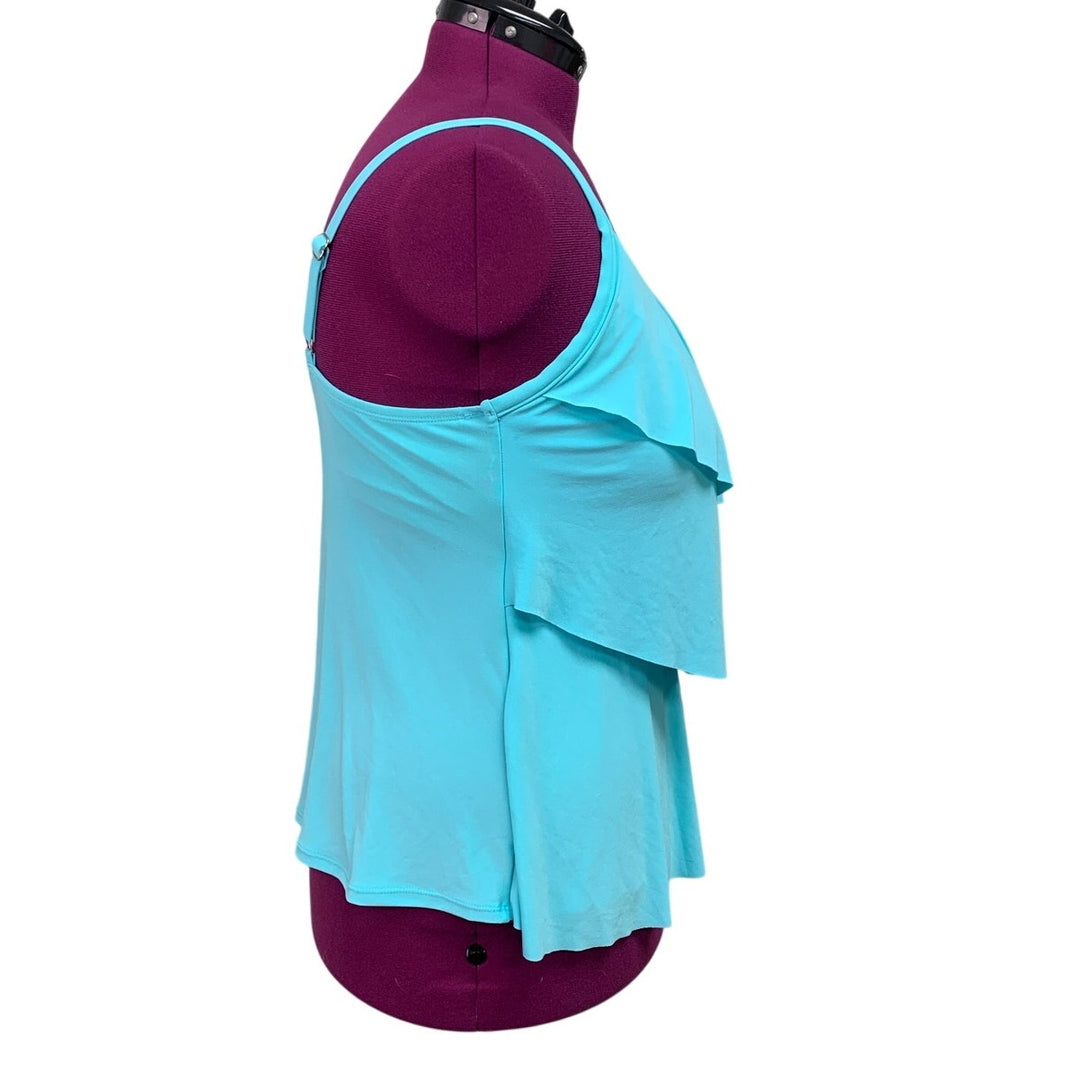 New Aqua Green Womens Plus Size 18W Solid Blue Ruffled Seperate Swim Top ONLY