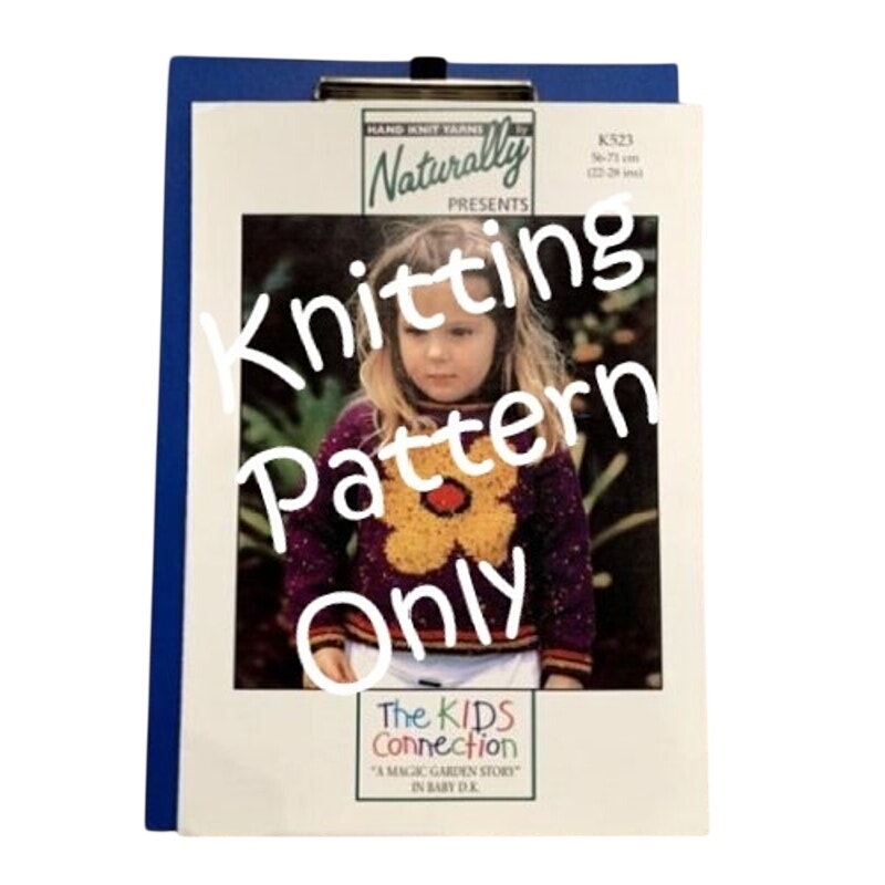 New Hand Knit Yarns by Naturally K523 Child Floral Sweater Knitting Pattern