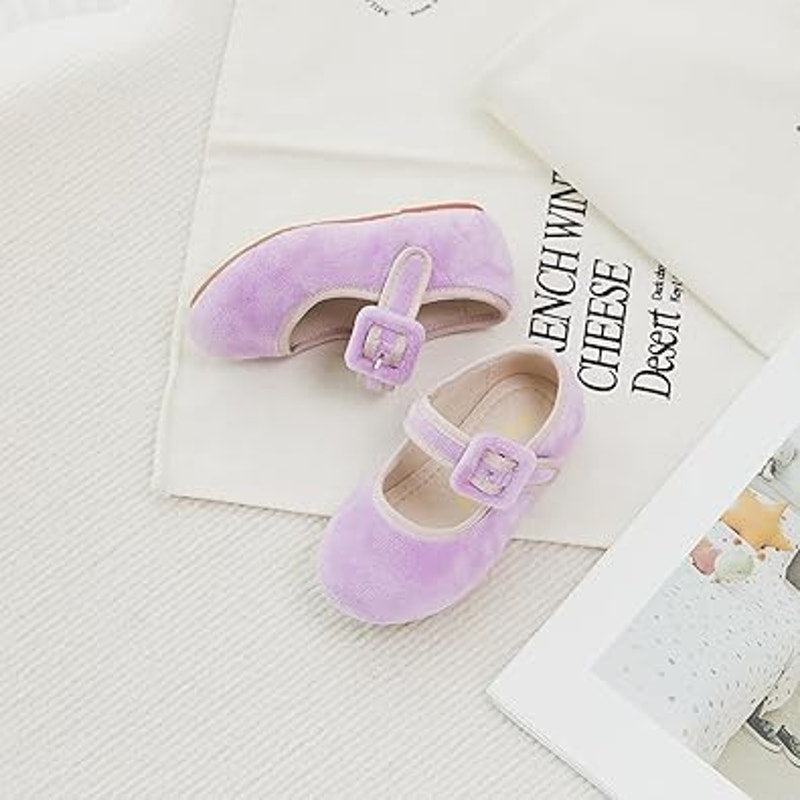 Kiderence Toddler Girls 8 Purple Mary Jane Ballet Flats Latch &amp; Hook Close Shoes
