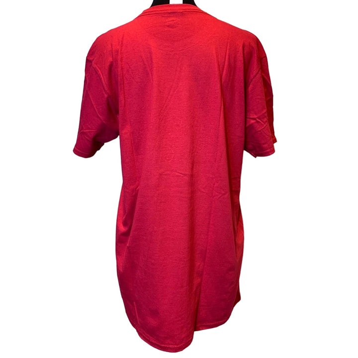 New Hand Printed Large Cotton Rhinestone Fall Autumn Leaves Red Short Sleeve Tee