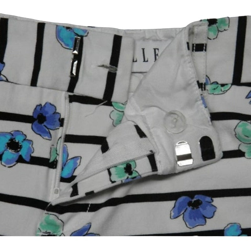 2 ELLE Old Navy Womens Size 4 Blue Floral Short Cotton Blend Shorts w Pockets