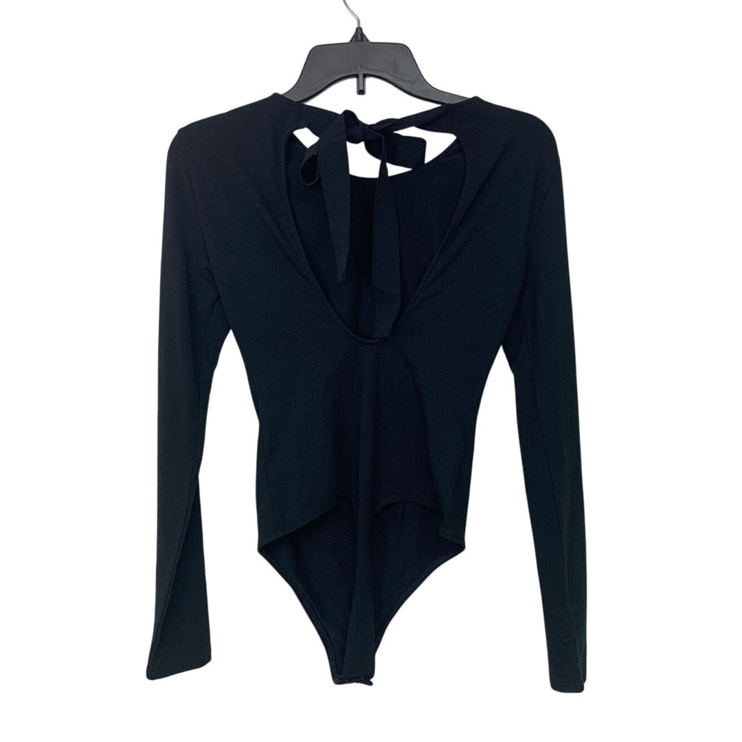New American Eagle Womens Small Long Sleeve Ribbon Bow Snap Closure Bodysuit