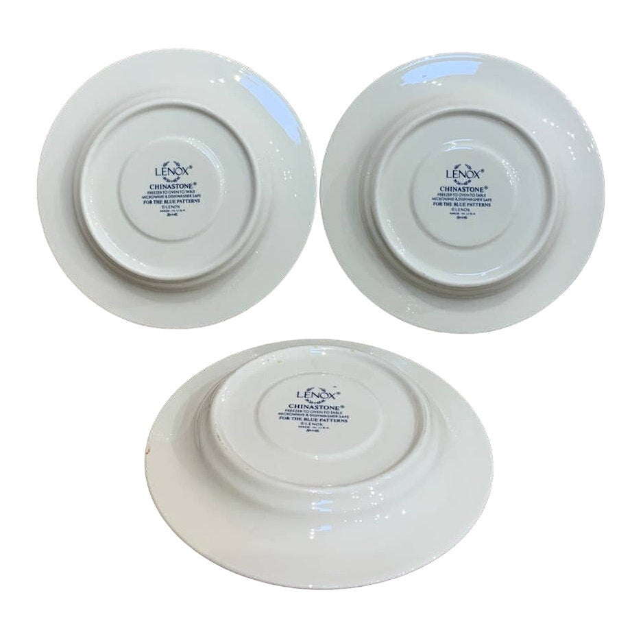 Lot of 3 Vintage Lenox Chinastone For the Blues Poppies on Blue Small Saucers