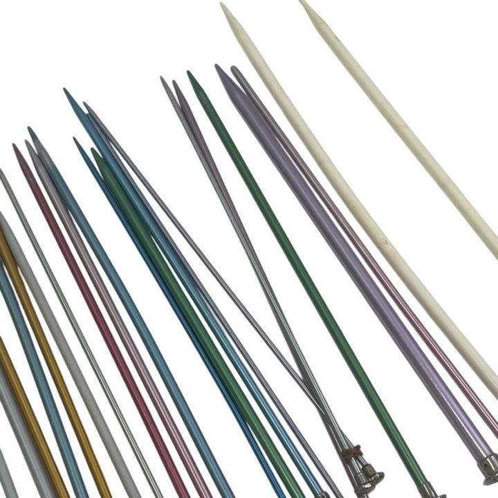 10+ Pairs Metal Plastic Vintage Knitting Needles Single Double Point Lot