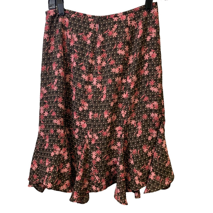 Ann Taylor LOFT Size 4 Polyester Knee-Length Flutter Floral Polka Dot Skirt
