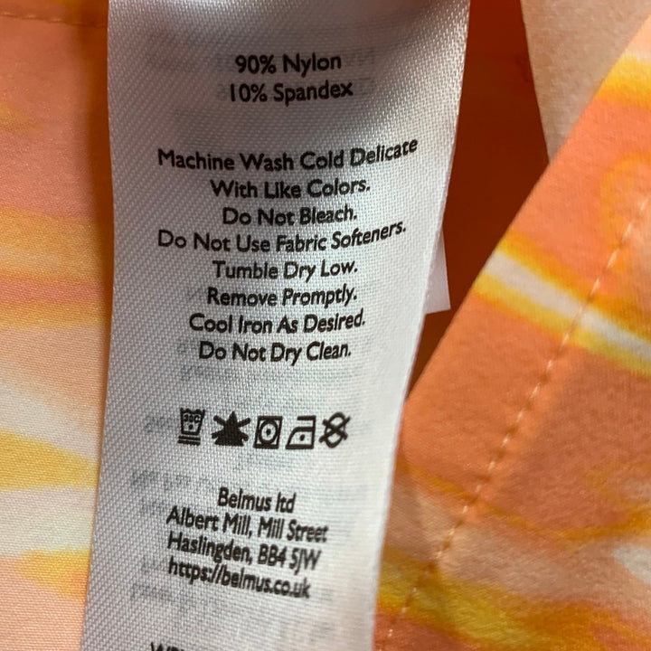 New Eddie Bauer Womens Large Orange Tidal 3" Inseam Print Mango Elastic Shorts