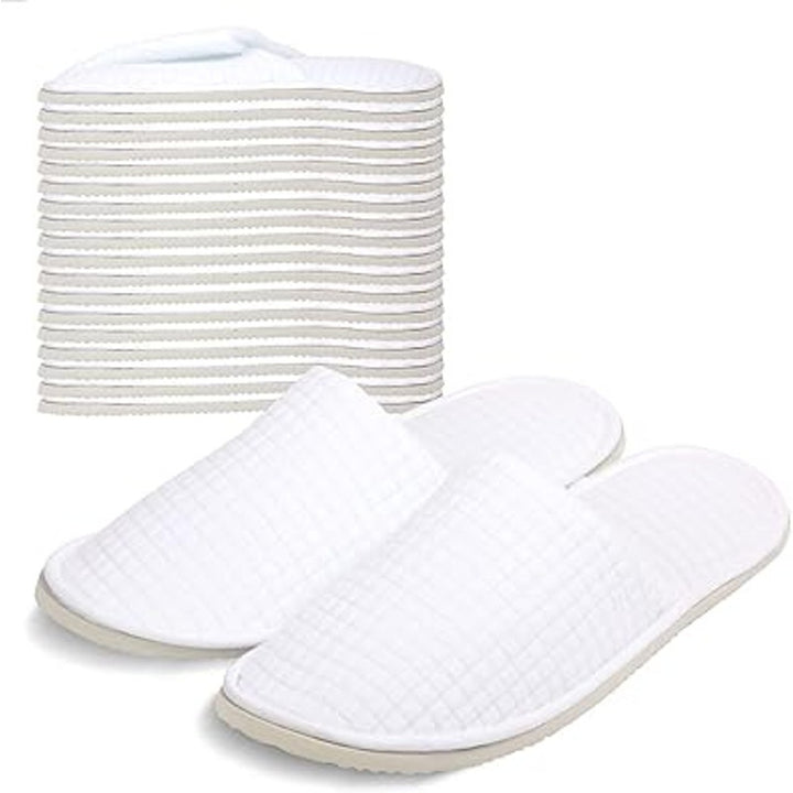 New Anmerl 8 Pairs White Slip On Universal Unisex Breathable Basic Spa Slippers