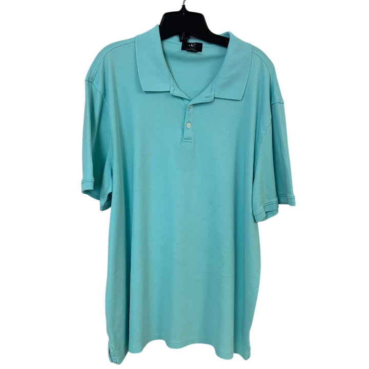 Lot of 2 Calvin Klein Mens XL Gray Blue Diamond Solid Short Sleeve Polo Shirts