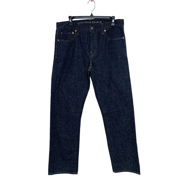 New American Eagle Mens 32x34 Original Boot Cut Denim Dark Blue Marled Jeans