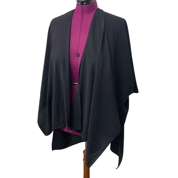 Womens One Size Black PolySpandex Short Sleeve Sheer Open Front Cardigan