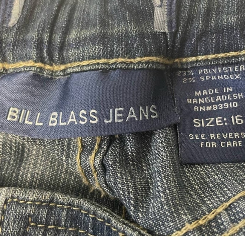 Bill Blass Womens Size 16 PolySpandex Straight Leg Back Elastic Waist Jeans