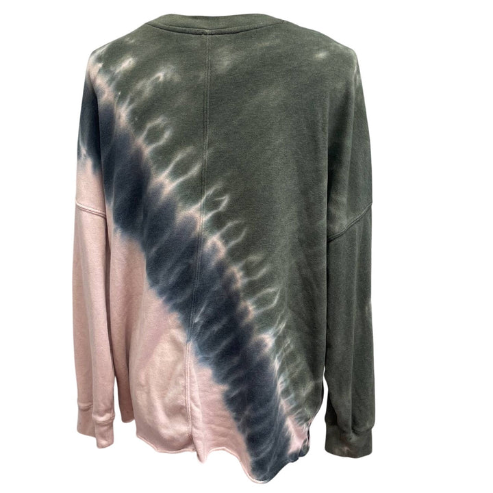 Upcycled Hand Printed XL Christmas Fa La La La Latte Long Slv Tie Dye Sweatshirt