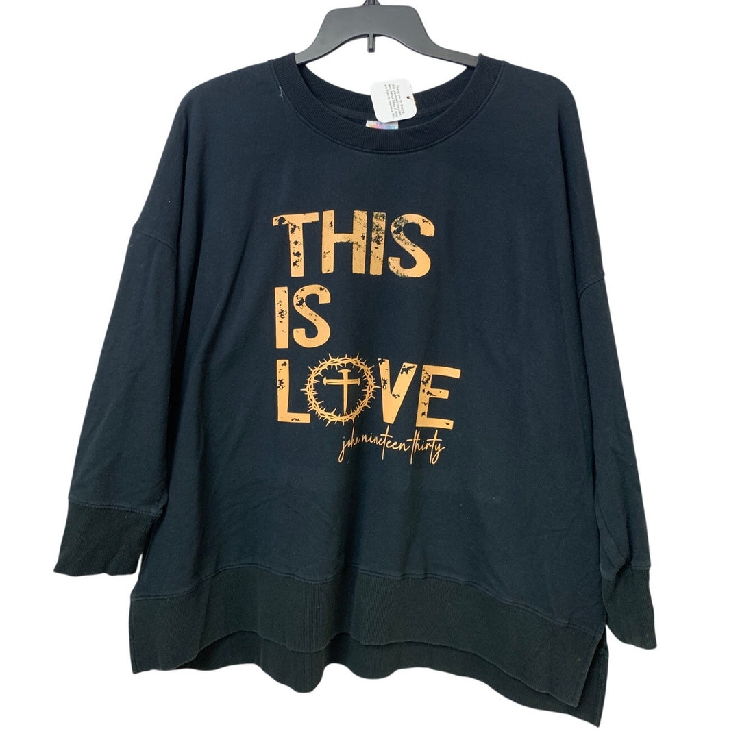 Upcycled Hand Printed Women 3XL This Is Love John Nineteen Thirty Sweatshirt EUC