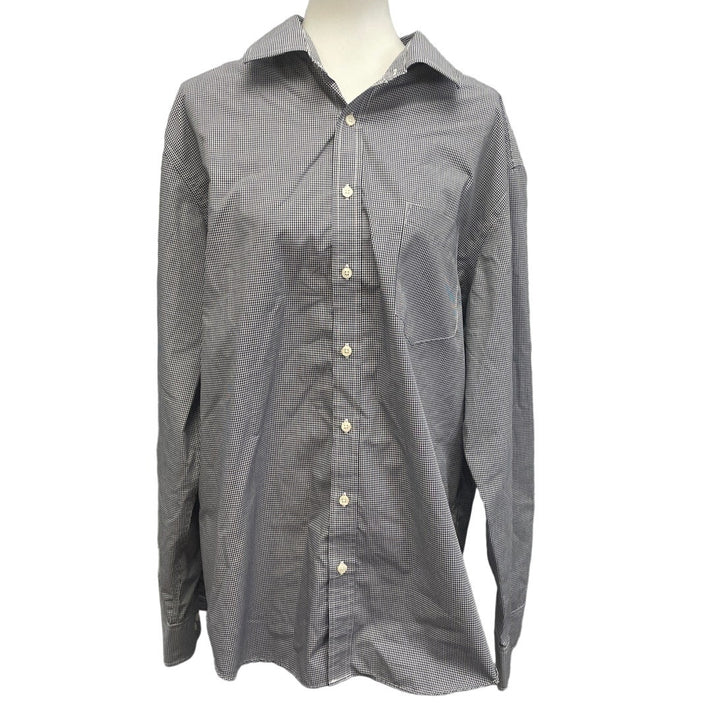 Merona Mens 2XL Non-Iron Gingham Long Sleeve Button Up Shirt w Front Pocket
