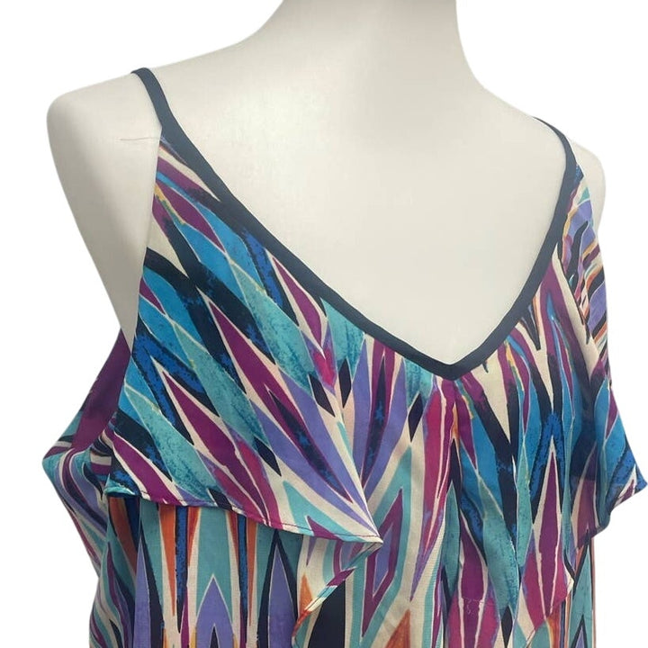 Nicole by Nicole Miller XL Sleeveless Deep V-Neck Flowy Strappy Lined Tank Top