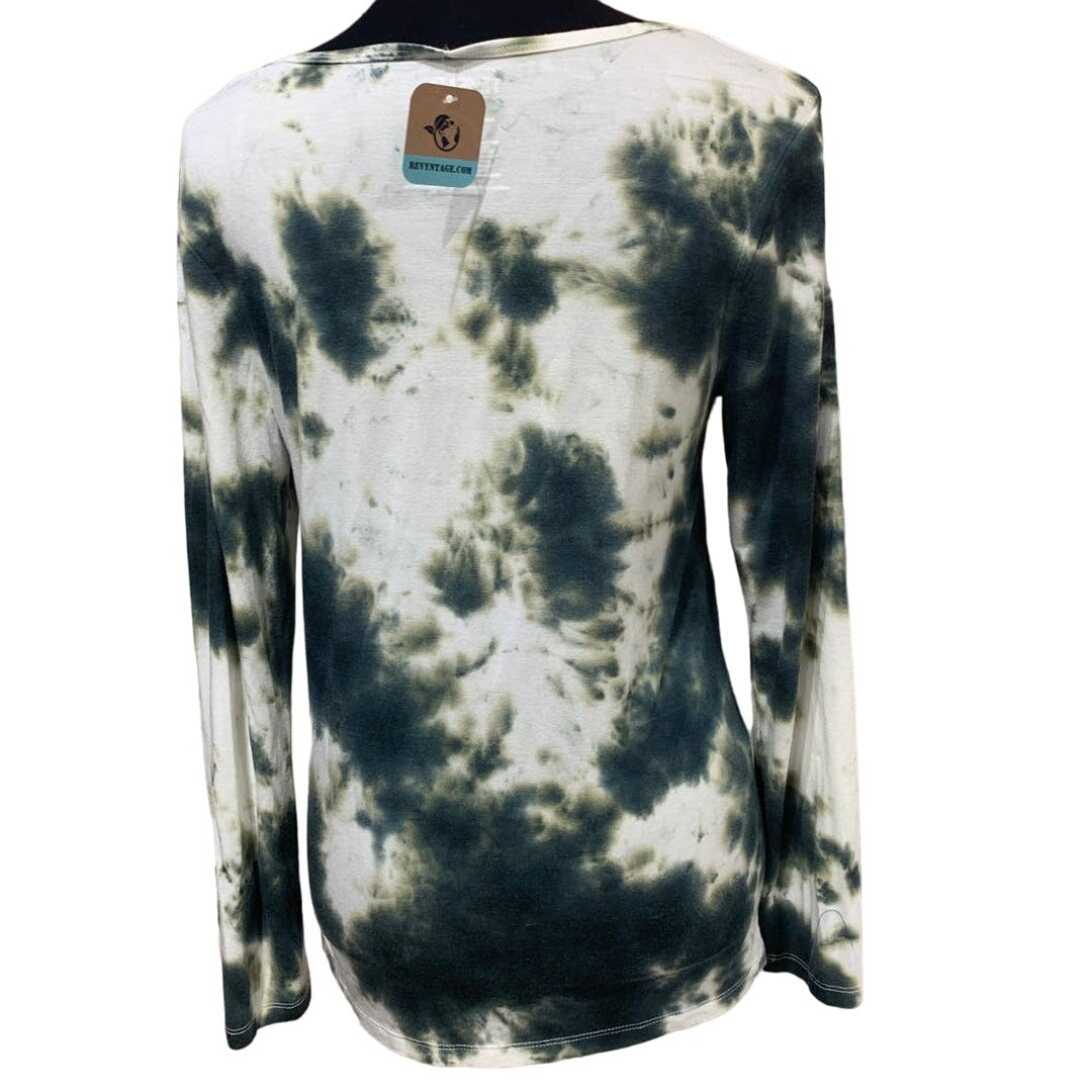 Hand Printed Upcycled Womens Small Equality Rainbow Pride VNeck Long Sleeve Tee