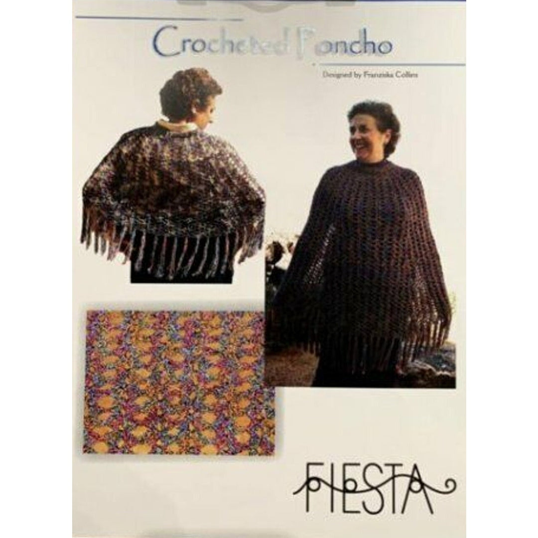 New 2004 Fiesta Yarns Franziska Collins Rayon Boucle Poncho Crochet Pattern