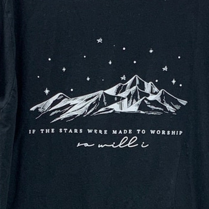 New Handprinted Womens Large If The Stars Were Made to Worship So Will I T Shirt