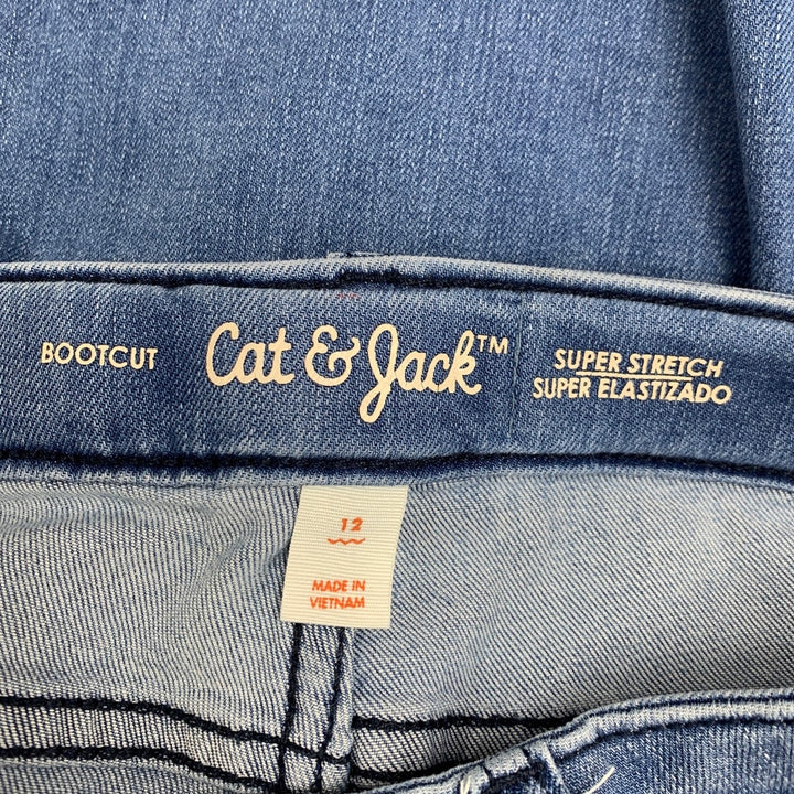 New Cat &amp; Jack Girls Size 12 Super Stretch Bootcut Medium Wash Denim Blue Jeans