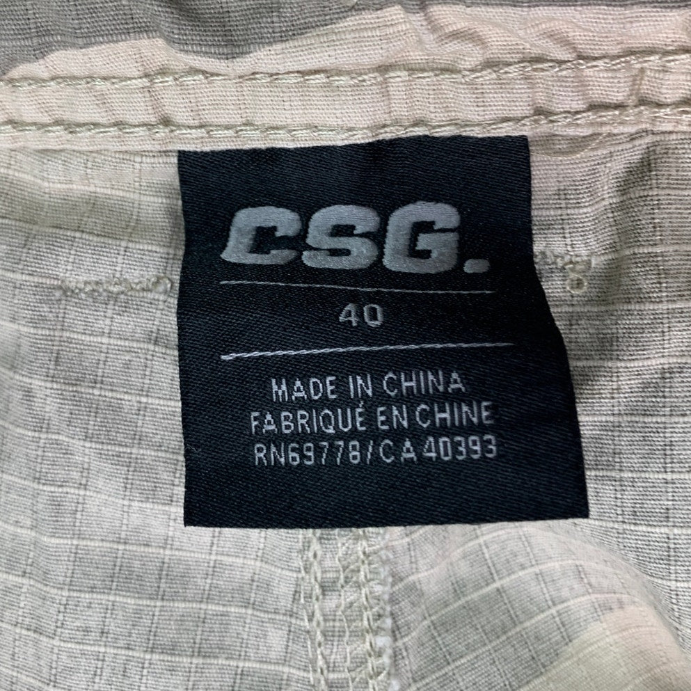 CSG Mens Size 40 100% Cotton Green Camo Campflague Cargo Trekker Long Shorts