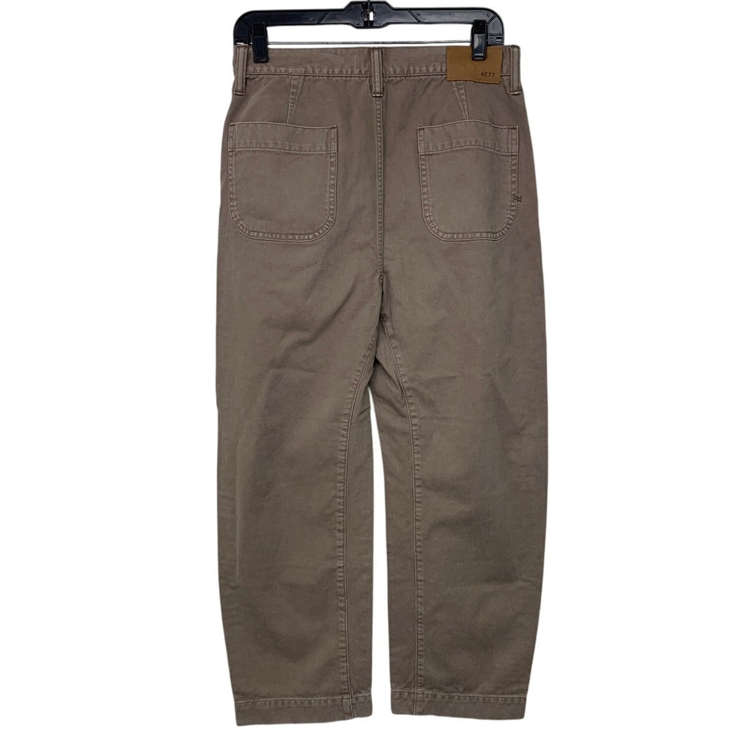 New AE77 Womens Size 4 Brown Khaki Pigment Dyed Casual Cotton Pants