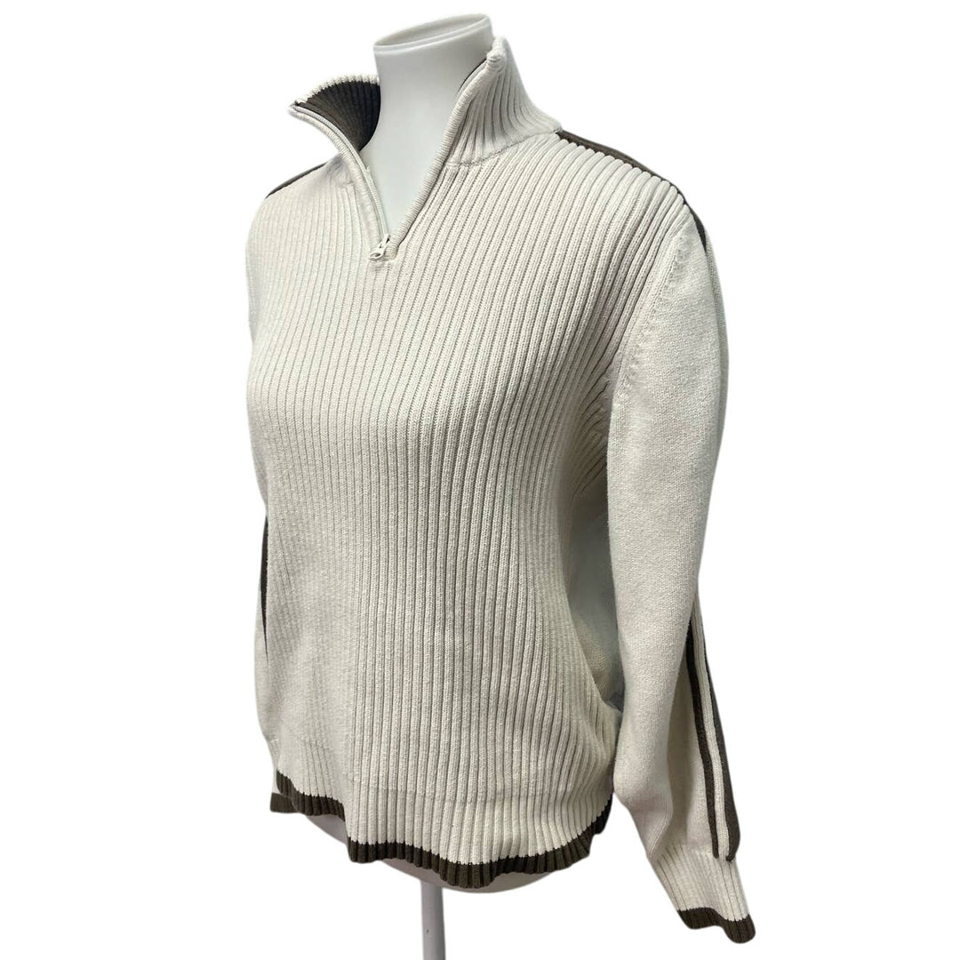 American Rag Mens XL 1/4 Zip Cotton Side Stripe Long Sleeve Pullover Sweater