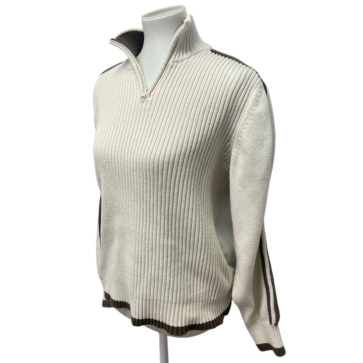 American Rag Mens XL 1/4 Zip Cotton Side Stripe Long Sleeve Pullover Sweater