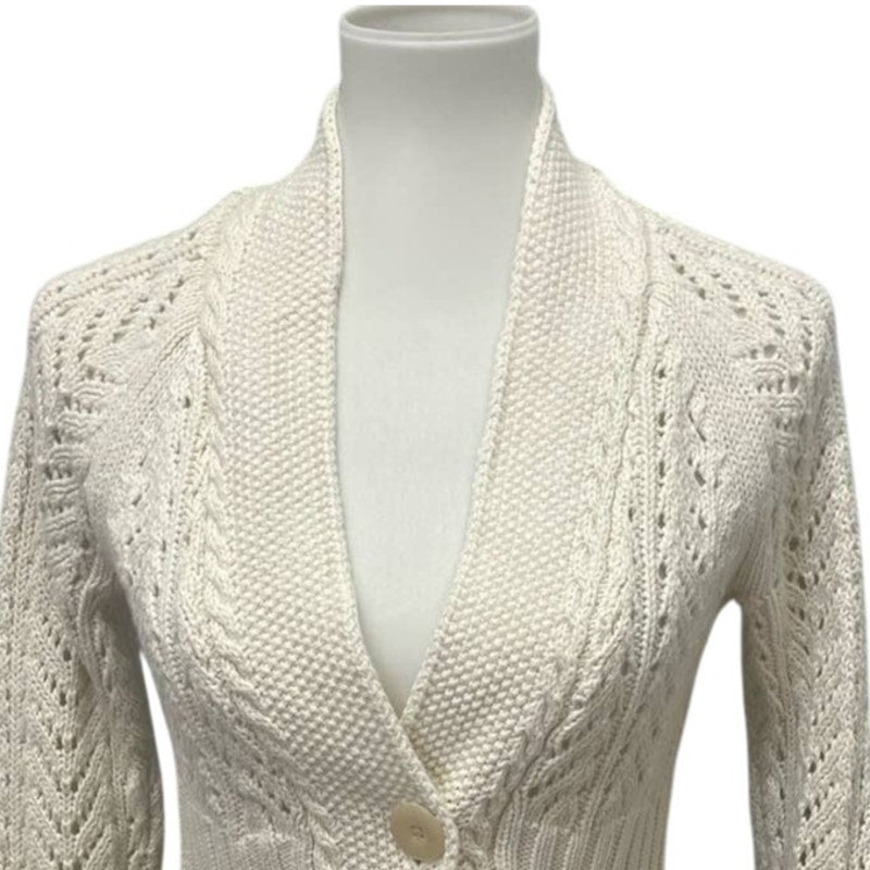 Eddie Bauer Womens Medium Long Sleeve Two Button Cotton Blend Cardigan Sweater